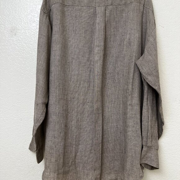 Banana Republic 100% Linen Button Down Shirt Windowbox Check Slim Fit Size Large - Picture 4 of 9